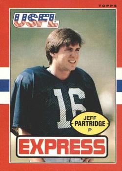 1985 Topps USFL #61 Jeff Partridge Front