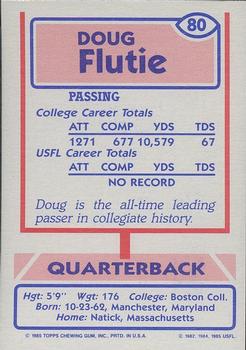 1985 Topps USFL #80 Doug Flutie Back
