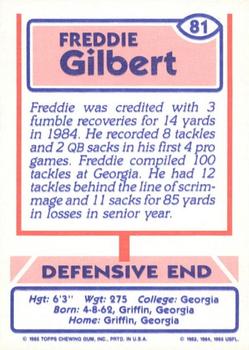 1985 Topps USFL #81 Freddie Gilbert Back