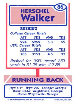 1985 Topps USFL #86 Herschel Walker Back