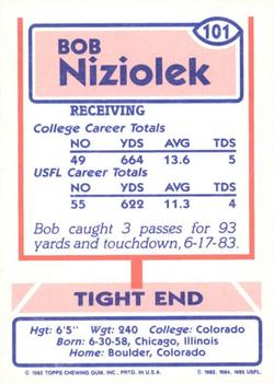 1985 Topps USFL #101 Bob Niziolek Back