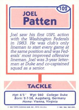1985 Topps USFL #102 Joel Patten Back