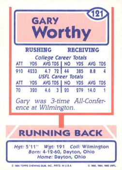 1985 Topps USFL #121 Gary Worthy Back