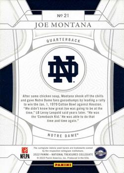 2022 Panini National Treasures Collegiate #21 Joe Montana Back