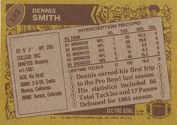 1986 Topps #122 Dennis Smith Back