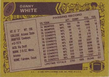 1986 Topps #125 Danny White Back