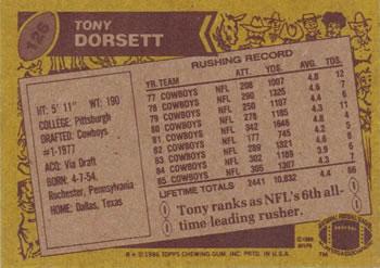 1986 Topps #126 Tony Dorsett Back