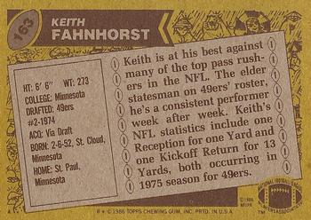 1986 Topps #163 Keith Fahnhorst Back