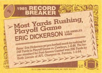 1986 Topps #2 Eric Dickerson Back