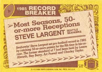 1986 Topps #4 Steve Largent Back