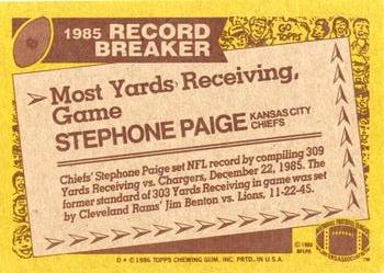 1986 Topps #6 Stephone Paige Back