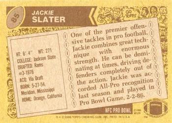 1986 Topps #85 Jackie Slater Back