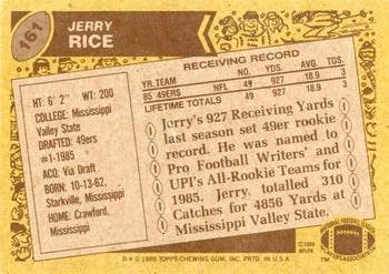 1986 Topps #161 Jerry Rice Back