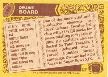 1986 Topps #166 Dwaine Board Back
