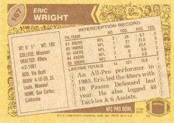 1986 Topps #167 Eric Wright Back