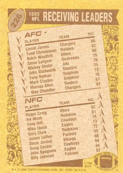 1986 Topps #226 Lionel James / Roger Craig Back