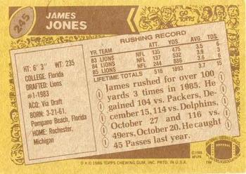 1986 Topps #245 James Jones Back