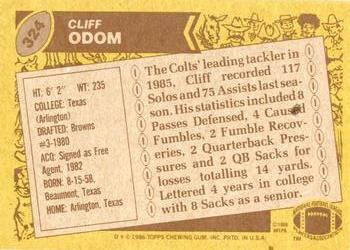 1986 Topps #324 Cliff Odom Back