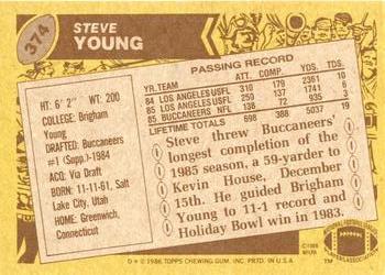 1986 Topps #374 Steve Young Back