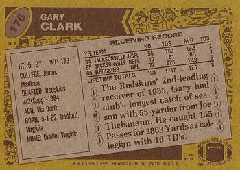 1986 Topps #176 Gary Clark Back