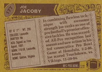 1986 Topps #177 Joe Jacoby Back