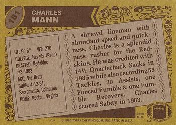 1986 Topps #181 Charles Mann Back