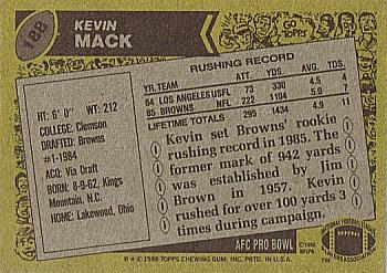 1986 Topps #188 Kevin Mack Back