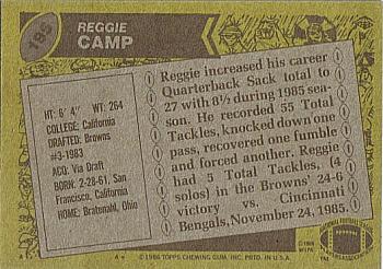 1986 Topps #195 Reggie Camp Back