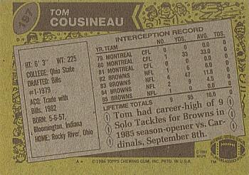 1986 Topps #197 Tom Cousineau Back