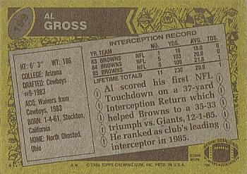 1986 Topps #199 Al Gross Back