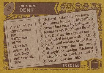 1986 Topps #19 Richard Dent Back