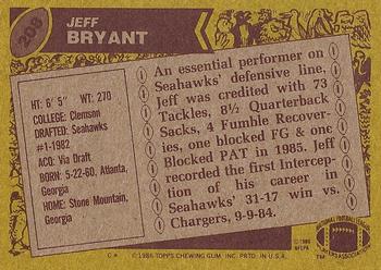 1986 Topps #208 Jeff Bryant Back