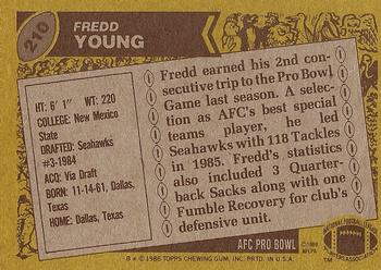 1986 Topps #210 Fredd Young Back