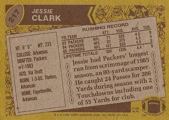 1986 Topps #217 Jessie Clark Back