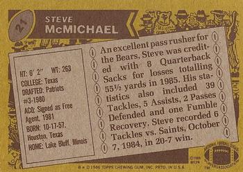 1986 Topps #21 Steve McMichael Back