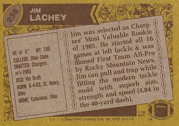 1986 Topps #238 Jim Lachey Back