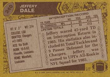 1986 Topps #240 Jeffery Dale Back