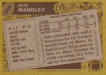 1986 Topps #246 Pete Mandley Back
