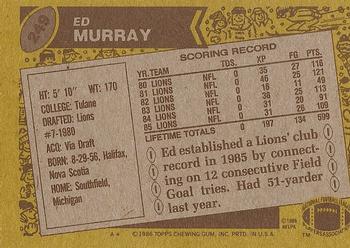1986 Topps #249 Ed Murray Back