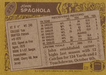 1986 Topps #272 John Spagnola Back