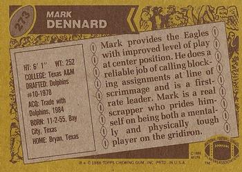 1986 Topps #273 Mark Dennard Back