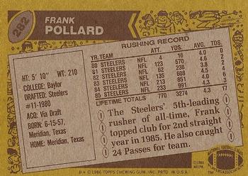 1986 Topps #282 Frank Pollard Back