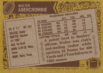 1986 Topps #283 Walter Abercrombie Back