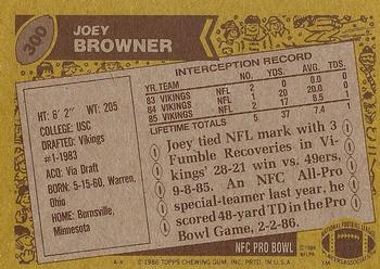 1986 Topps #300 Joey Browner Back
