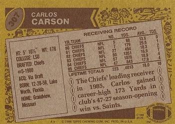 1986 Topps #307 Carlos Carson Back