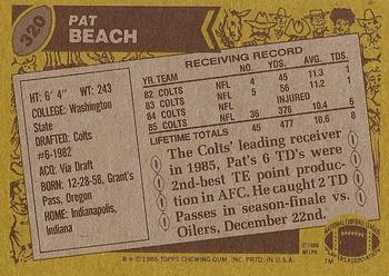 1986 Topps #320 Pat Beach Back