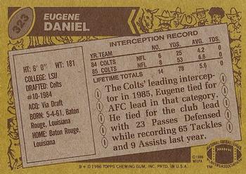 1986 Topps #323 Eugene Daniel Back