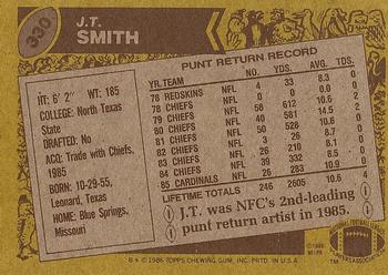 1986 Topps #330 J.T. Smith  Back