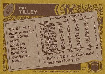 1986 Topps #331 Pat Tilley Back