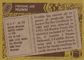 1986 Topps #335 Freddie Joe Nunn Back